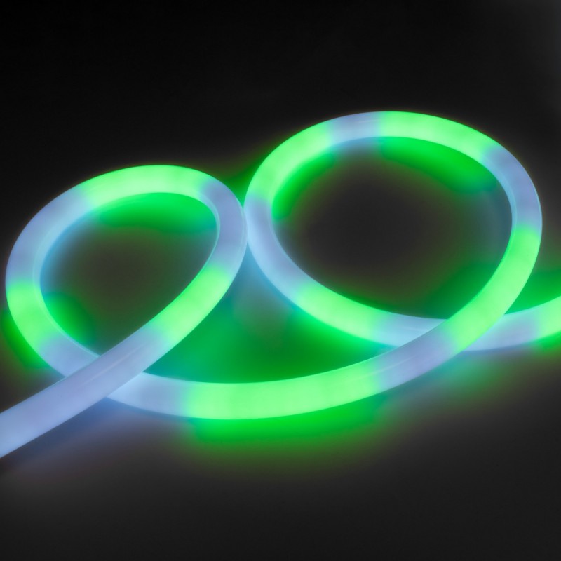 Intelligent RGB flexible LED neon IC - 360º circular - Ø22mm - 2 meters - 12V DC - 28W/m - IP65
