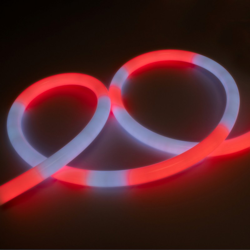 Intelligent RGB flexible LED neon IC - 360º circular - Ø22mm - 2 meters - 12V DC - 28W/m - IP65