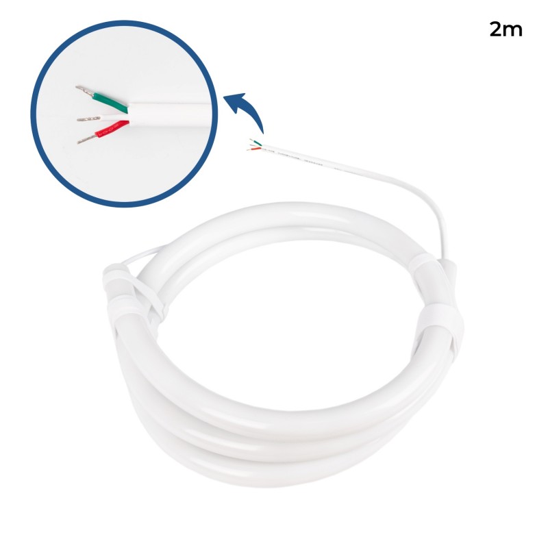Intelligent RGB flexible LED neon IC - 360º circular - Ø22mm - 2 meters - 12V DC - 28W/m - IP65
