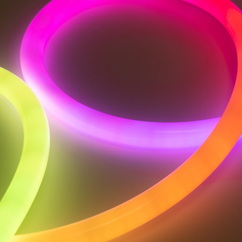 Intelligent RGB flexible LED neon IC - 360º circular - Ø22mm - 4 meters - 12V DC - 28W/m - IP65