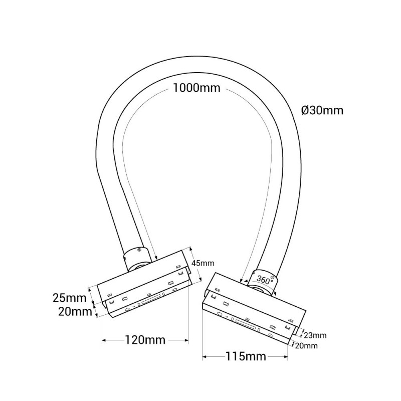 Flexible LED neon for magnetic rail 360º - 48V DC- Ø30mm - 24W/m - 1 meter - 336ch/m
