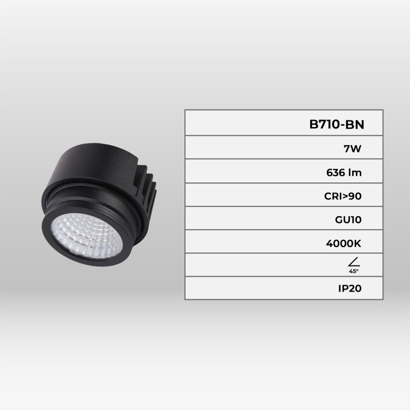 7W LED module for MR16/GU10 downlight ring - 45º - CRI 90