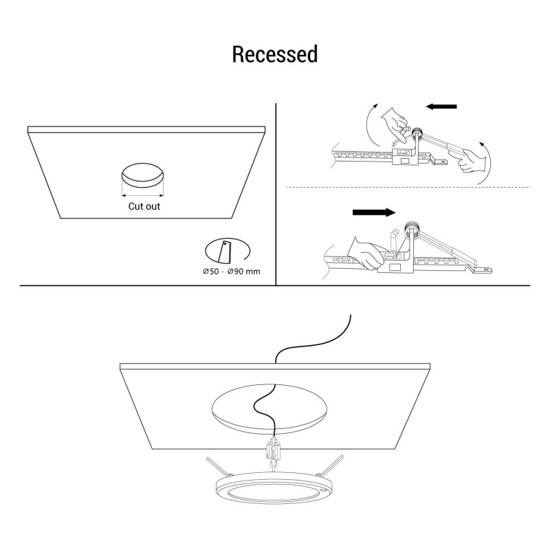 Recessed LED downlight - 8W - Adjustable cutout diameter: Ø 50-90mm