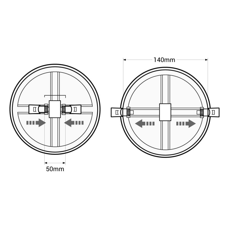 Recessed LED downlight - 15W - Adjustable cutout diameter: Ø 50-140mm
