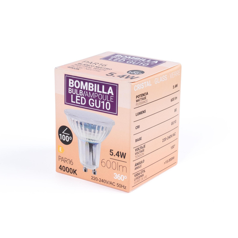 LED bulb GU10 5.4W crystal - 740lm - PAR16 - 100° - 100° - LED bulb GU10 5.4W crystal - 740lm - PAR16 - 100° - 100° - 100