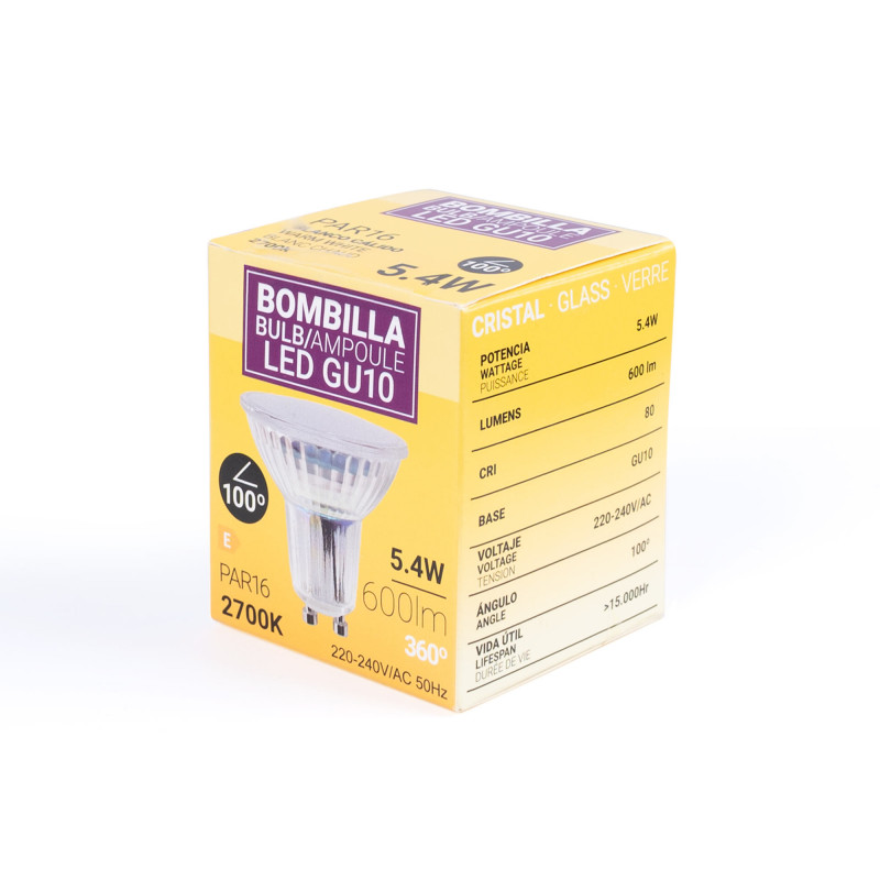 LED bulb GU10 5.4W crystal - 740lm - PAR16 - 100° - 100° - LED bulb GU10 5.4W crystal - 740lm - PAR16 - 100° - 100° - 100