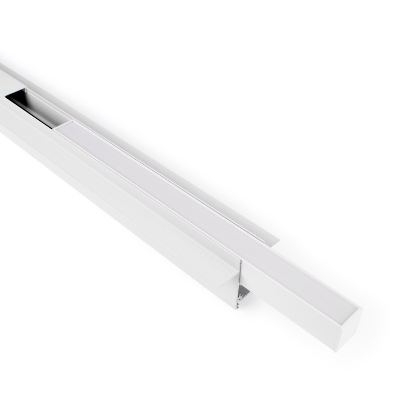 Linear opal LED opal luminaire for magnetic rail 48V - 10W - White
