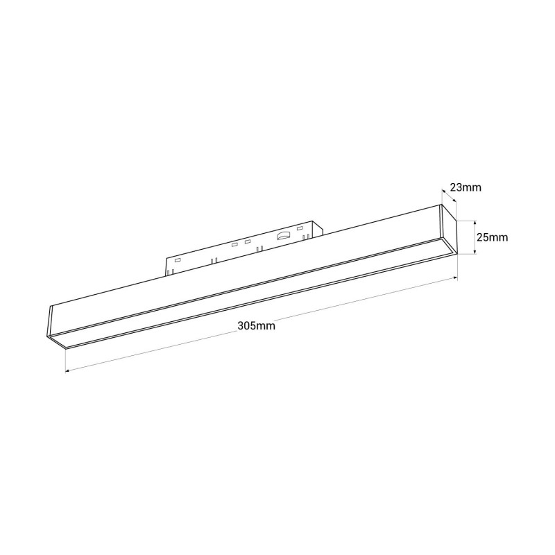 Linear opal LED opal luminaire for magnetic rail 48V - 10W - White