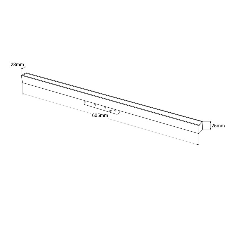 Linear opal LED opal luminaire for magnetic rail 48V - 20W - White