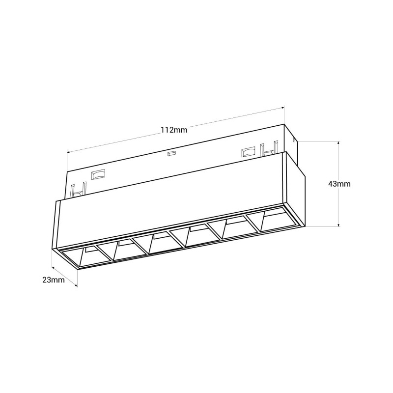 LED linear luminaire for magnetic rail 48V - 6W - UGR16 - White