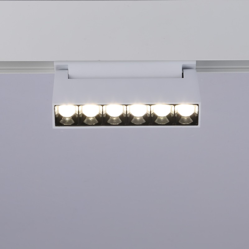 Linear LED adjustable luminaire for magnetic rail 48V - 6W - UGR16 - White