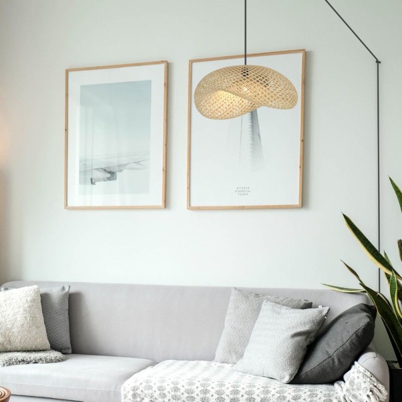 Wicker pendant lamp "Vimet Lite" with switch and socket