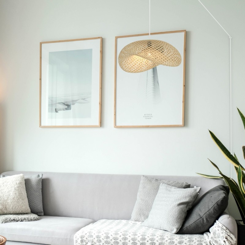 Wicker pendant lamp "Vimet Lite" with switch and socket