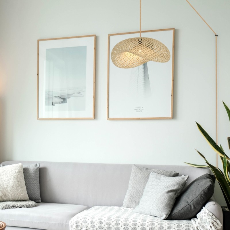 Wicker pendant lamp "Vimet Lite" with switch and socket