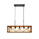 Vintage wood and metal pendant lamp "Sisca" - 5xE27