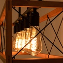 Vintage wood and metal pendant lamp "Sisca" - 5xE27