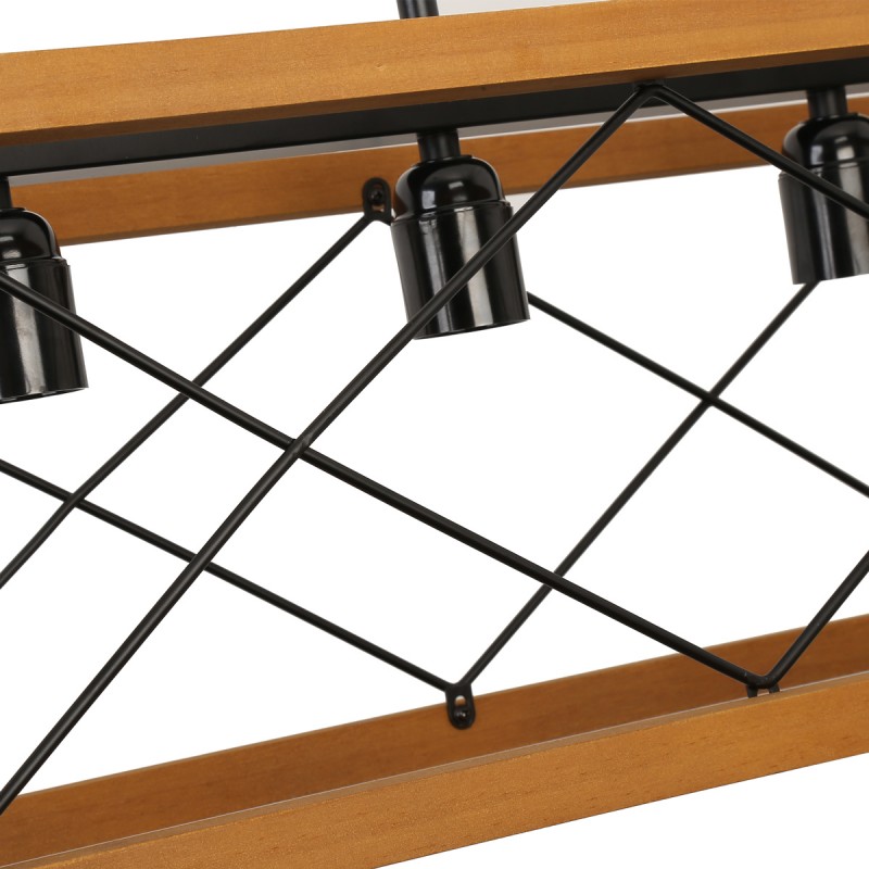 Vintage wood and metal pendant lamp "Sisca" - 5xE27