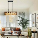 Vintage wood and metal pendant lamp "Sisca" - 5xE27