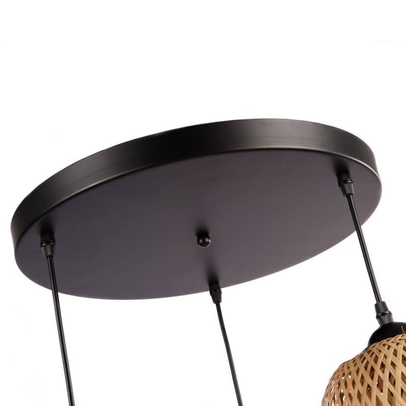 Trisa" triple wicker pendant lamp - 3xE27