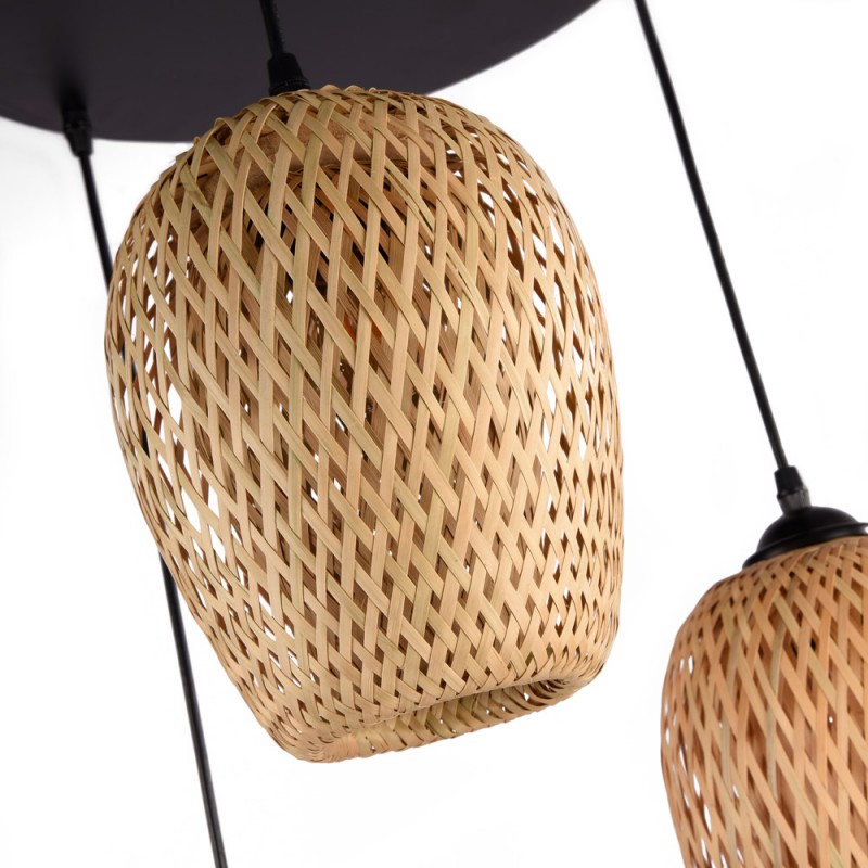 Trisa" triple wicker pendant lamp - 3xE27