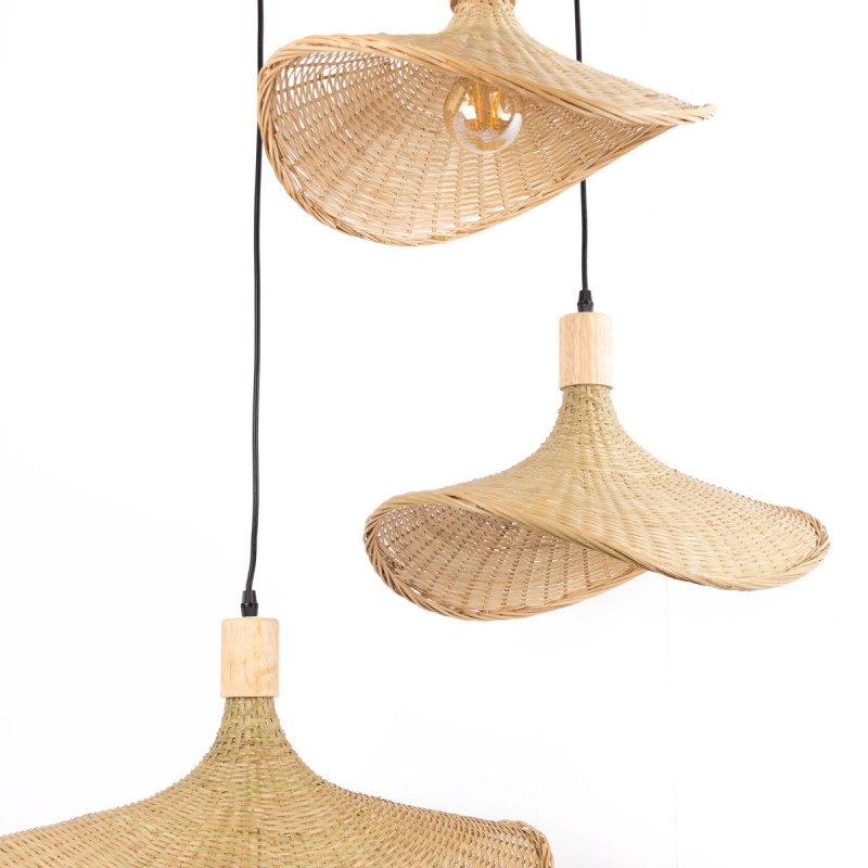 Triple wicker pendant lamp "Bellas 3" - 3xE27