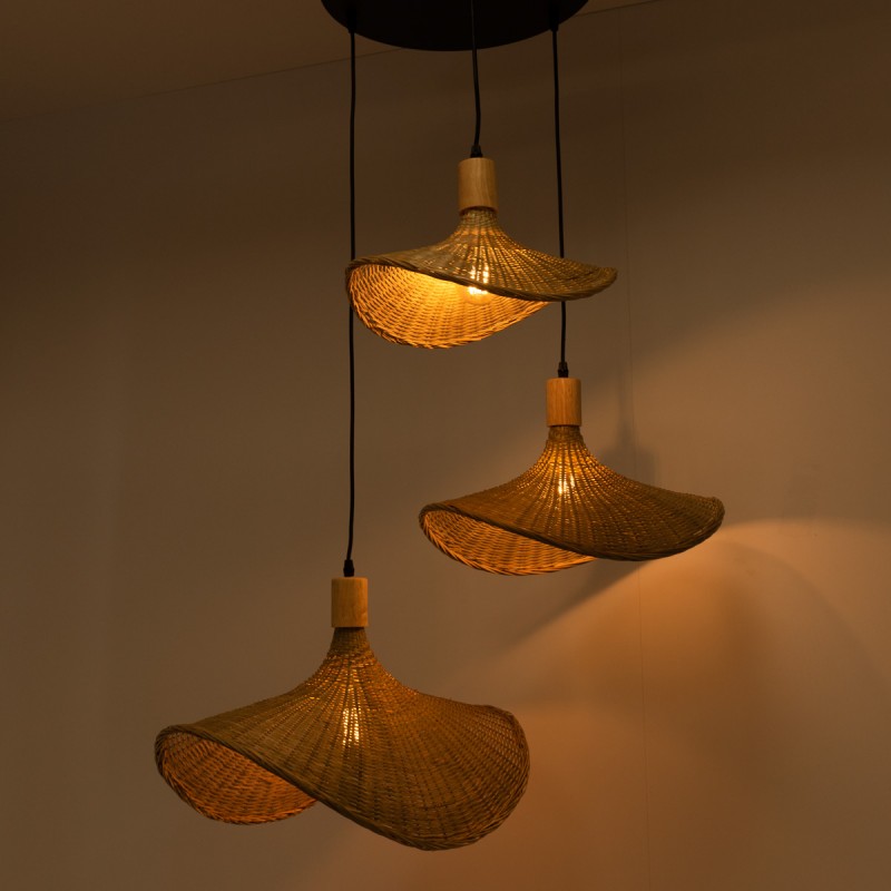 Triple wicker pendant lamp "Bellas 3" - 3xE27