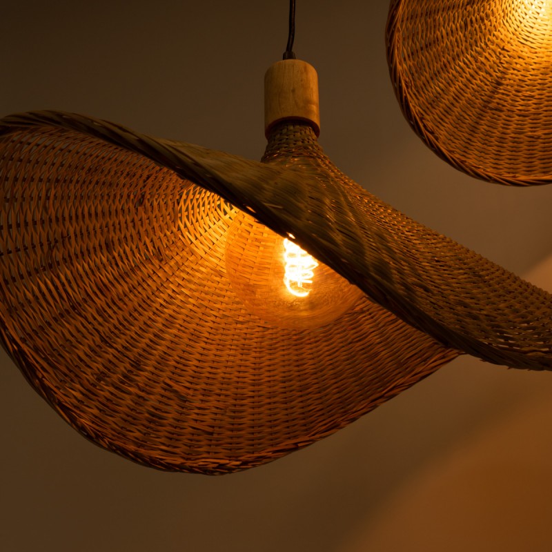 Triple wicker pendant lamp "Bellas 3" - 3xE27