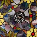 Tiffany-inspired pendant lamp with floral mosaic in glass