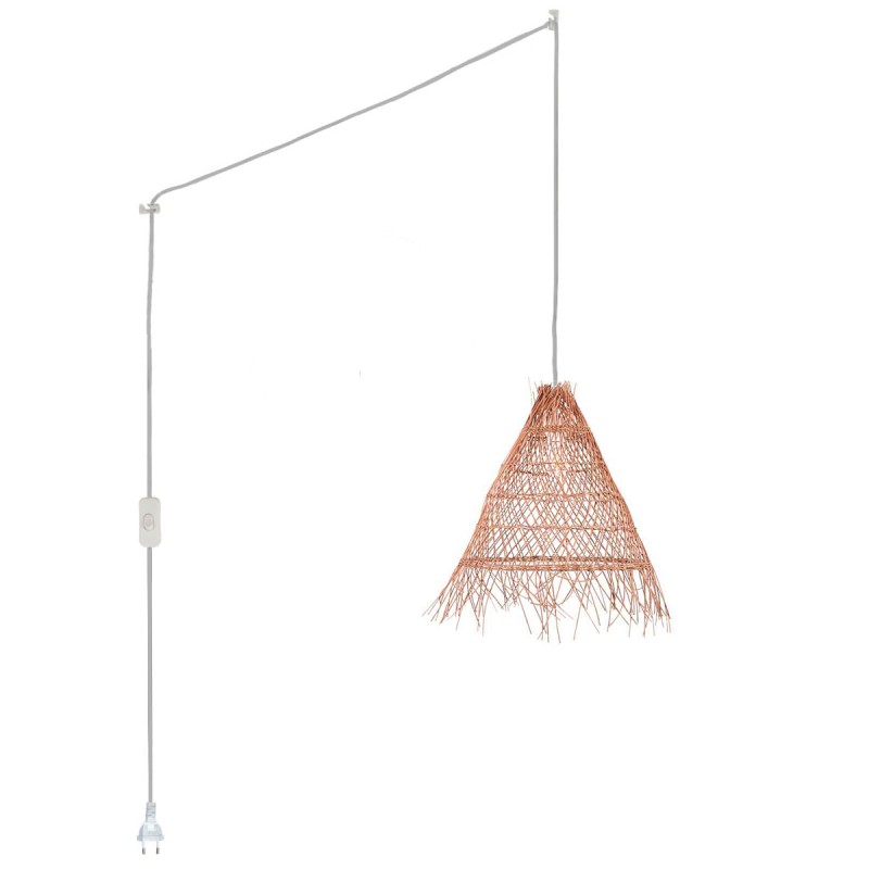 Willow" wicker pendant lamp with switch and plug