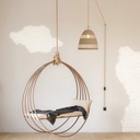 Ikken" wicker pendant lamp with switch and plug