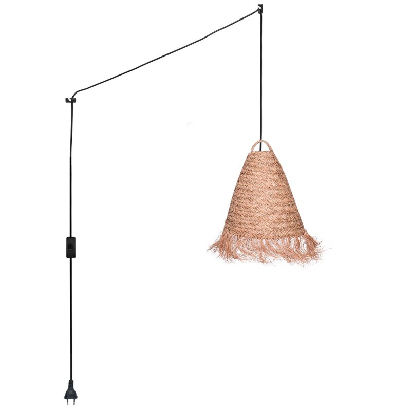 Plug-in natural fiber pendant lamp "NAM"