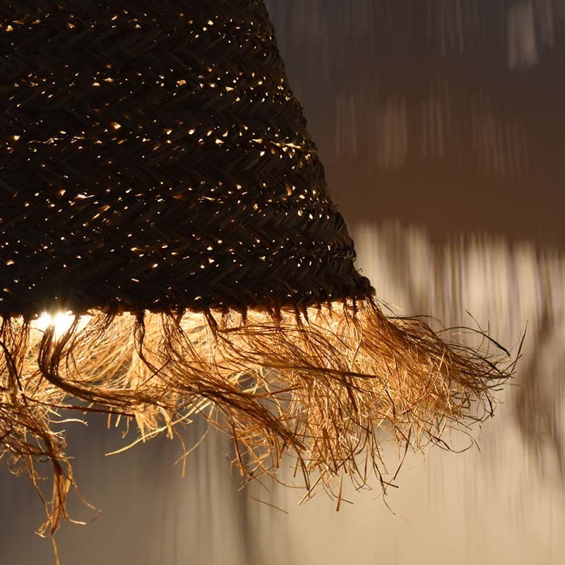 Plug-in natural fiber pendant lamp "NAM"
