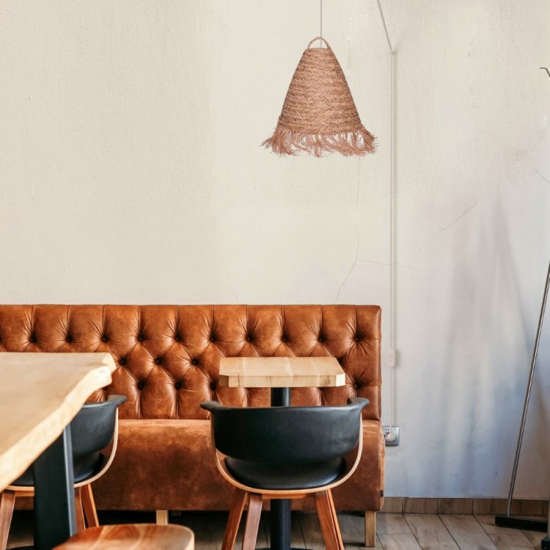 Plug-in natural fiber pendant lamp "NAM"