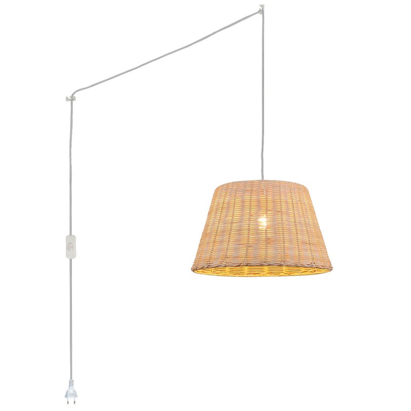 Wicker pendant lamp "Hank" with switch and socket