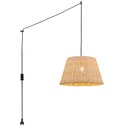 Wicker pendant lamp "Hank" with switch and socket