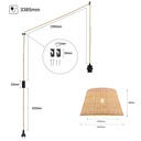 Wicker pendant lamp "Hank" with switch and socket