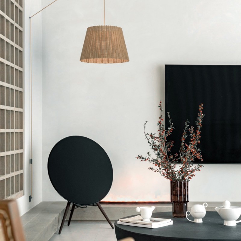 Wicker pendant lamp "Hank" with switch and socket