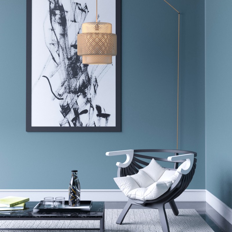 Wicker pendant lamp "Onna" with switch and socket