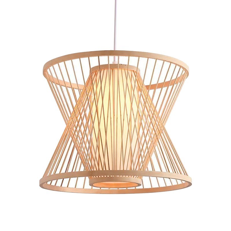 Bamboo pendant lamp "Rise" with switch and plug