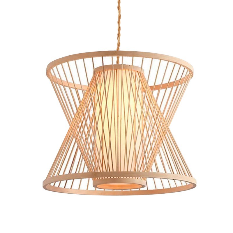 Bamboo pendant lamp "Rise" with switch and plug
