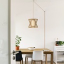 Bamboo pendant lamp "Rise" with switch and plug