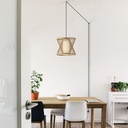 Bamboo pendant lamp "Rise" with switch and plug