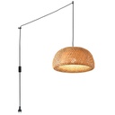 Wicker pendant lamp with switch and plug "Hanna".