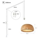 Wicker pendant lamp with switch and plug "Hanna".