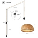 Wicker pendant lamp with switch and plug "Hanna".