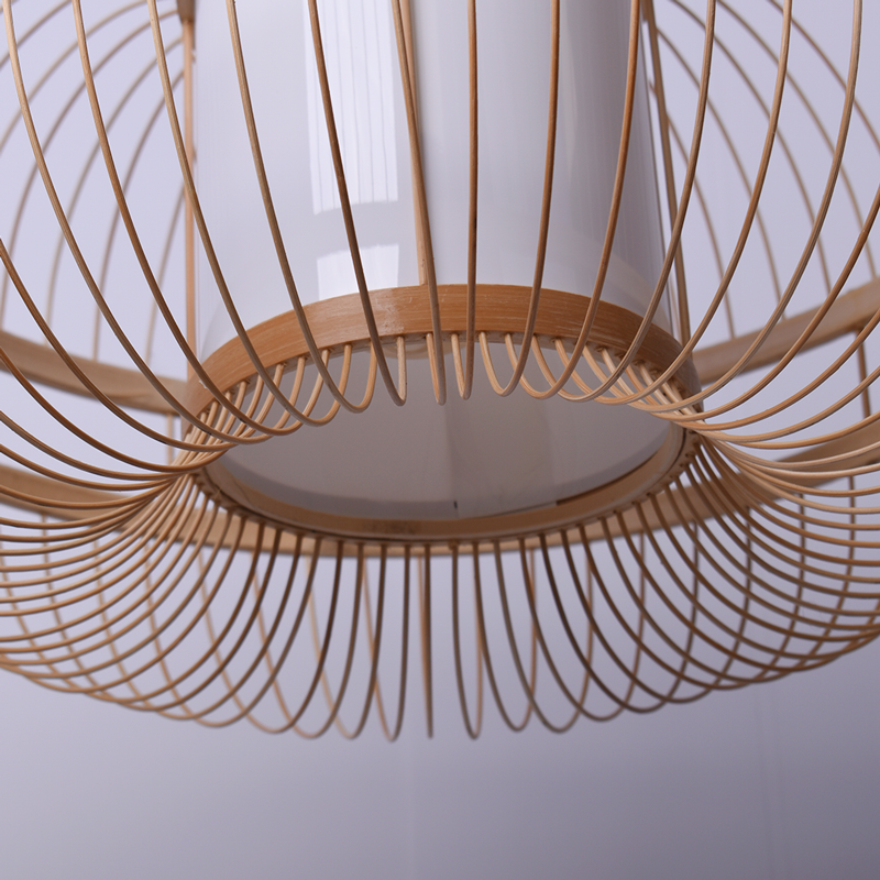 Japanese bamboo pendant lamp "Kaizen" with switch and socket