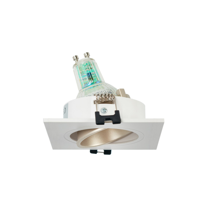 Square tilting downlight ring for GU10 / MR16 bulb - Low UGR - Cutout Ø75 mm
