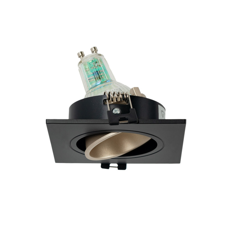Square tilting downlight ring for GU10 / MR16 bulb - Low UGR - Cutout Ø75 mm