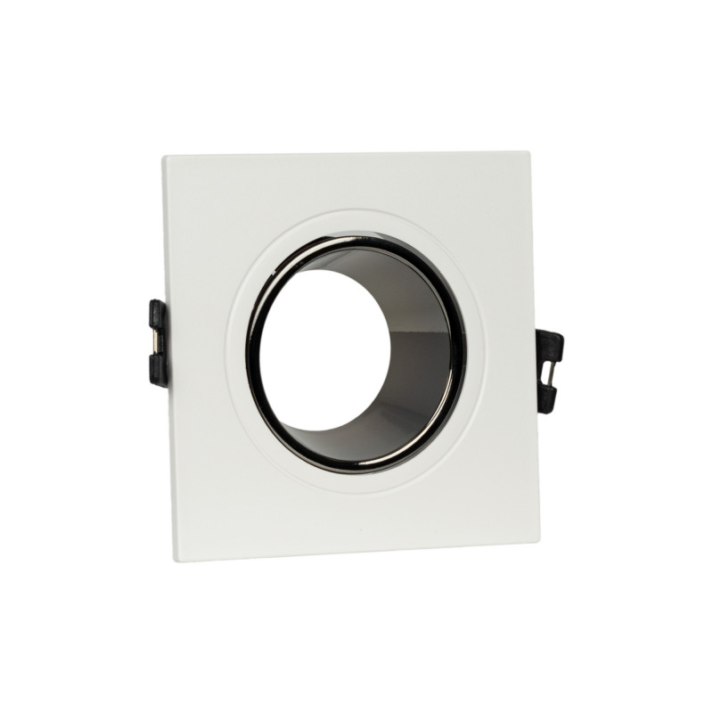 Square tilting downlight ring for GU10 / MR16 bulb - Low UGR - Cutout Ø75 mm