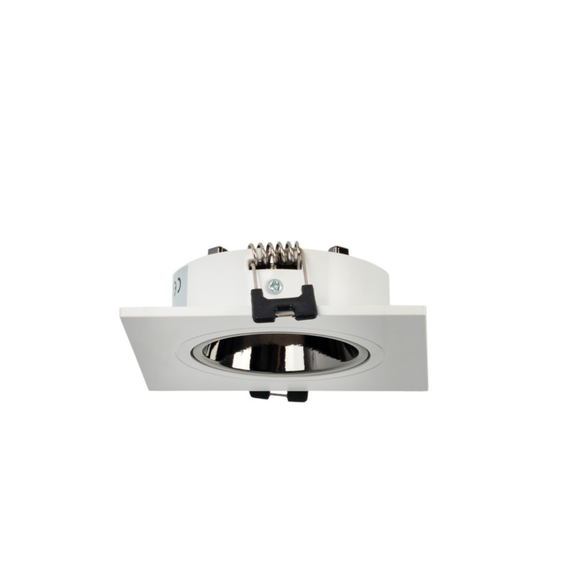 Square tilting downlight ring for GU10 / MR16 bulb - Low UGR - Cutout Ø75 mm